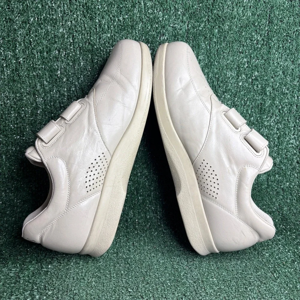 SAS VTO Walking Comfort Hook Loop Strap Leather Sneakers Bone Tan Mens 13 Wide